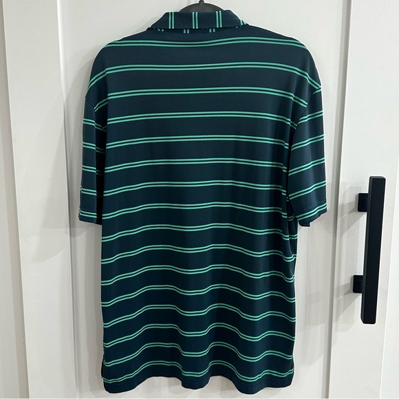 Peter Millar Summer Comfort Polo Shirt Medium Green Striped Amelia Island Resort - Picture 2 of 10
